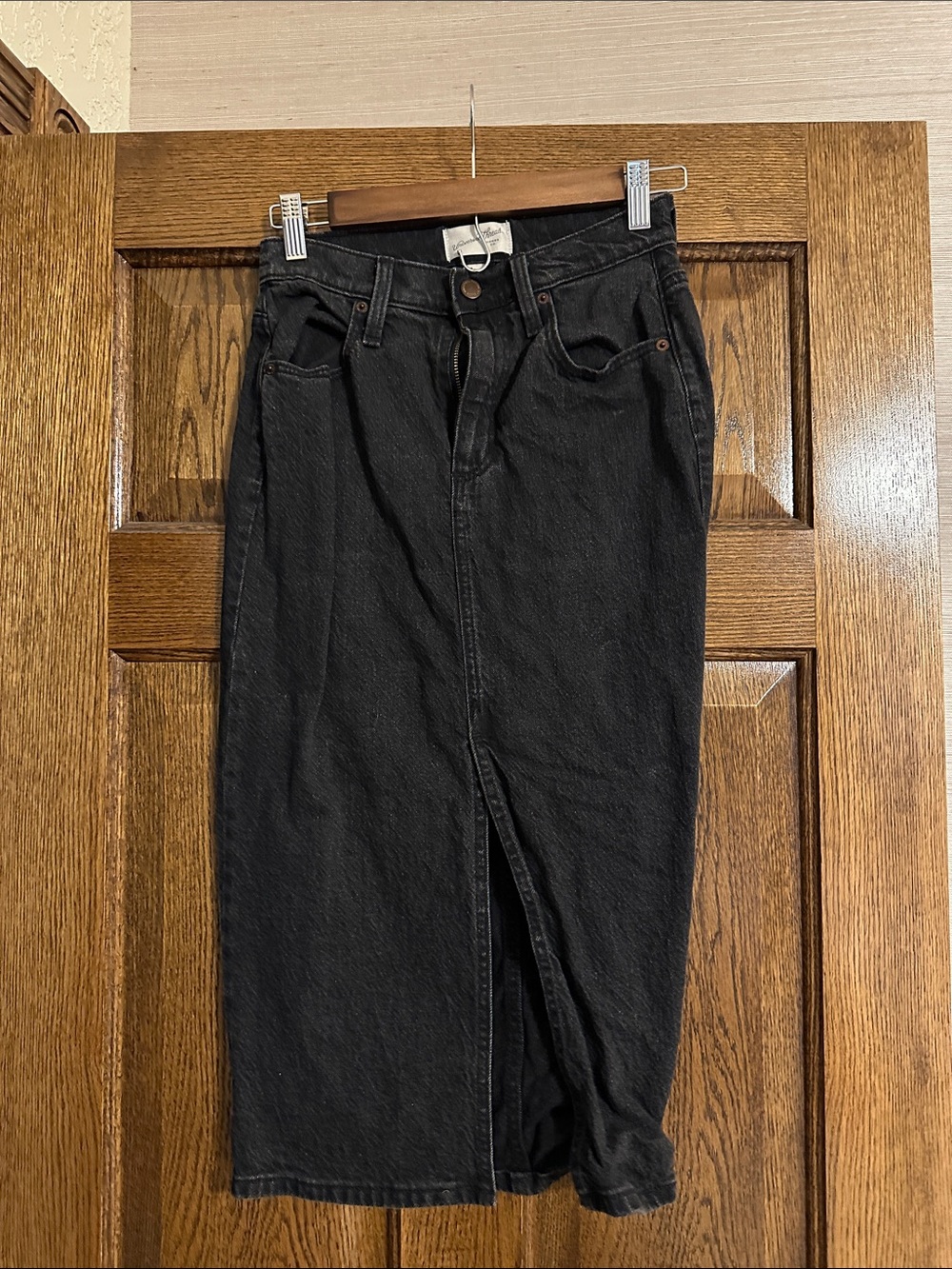 Universal Thread Black Denim Midi Skirt
